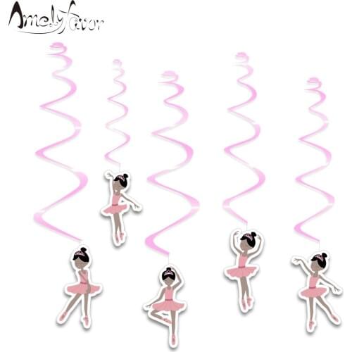 Ballerinas Theme Ceiling Hanging Swirl Decoration Ballet African Girls Decoration Kids Event Birthday Party Decorations Supplies