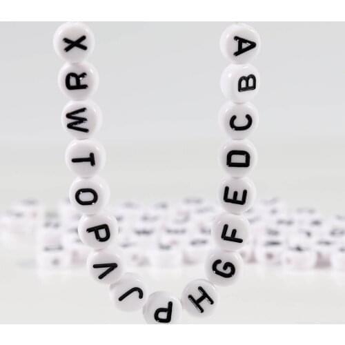 100pcs/Lot 7mm White Flat Acrylic Letter Beads Hole 2mm Round Bead For Bracelet Necklace DIY Women Jewelry Findings