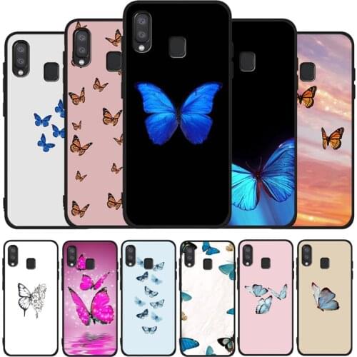 Butterfly black soft phone Case For Samsung A10 20 30 40 50 30S 50S 60 70 M10 M30S M40 A31 51 71 A20E A10E A21S