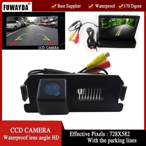 FUWAYDA Color CCD Car Rear View Camera for HYUNDAI I30 GENESIS COUPE Tiburon KIA SOUL,with 4.3 Inch foldable LCD TFT Monitor