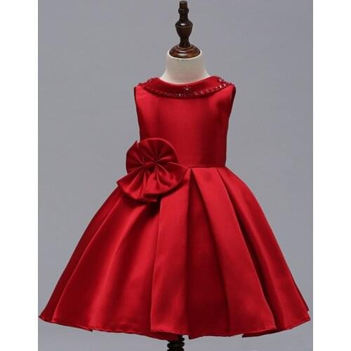 Children Kids Ball Gown Girls Dress Elegent Sleeveless Bridesmaid Bow Dresses 2020 Summer Princess Wedding Party Dress For 2-12T