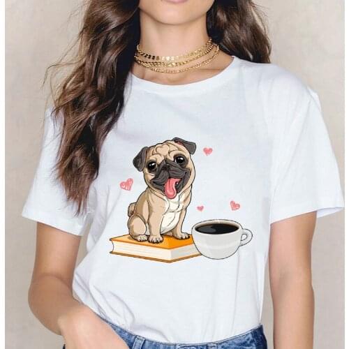 Summer New Womens T-shirt French Fighting Dog Graphic Printed Funny Ladies Tshirt Casual Female T shirt