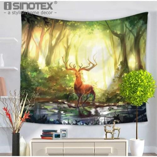 Polyester Fabric Tapestry Home Textile Blanket Throws Christmas Elk Living Room Wall New Year Gift Decoration Beach 2 Sizes 1PCS