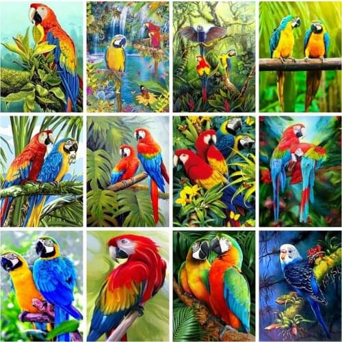 Animal diamond painting parrots mosaic art embroidery stitch birds rhinestone picture puzzle toy children gift wall decor craft