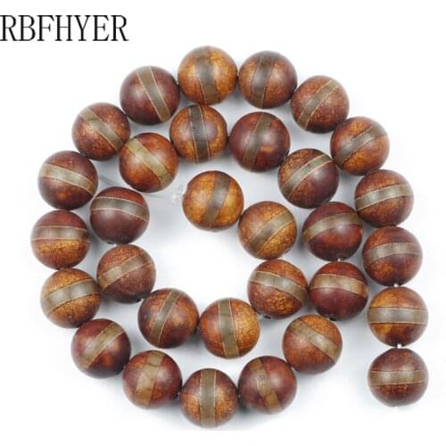 RBFHYER Tibetan Stripe Agates Dzi beads Round loose bead 8 10 12mm pick size for Jewelry making Buddhism Beaded Bracelet DIY 15"