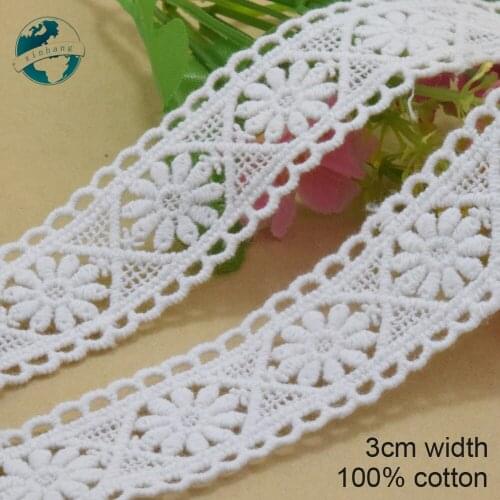 3cm wide 100% Cotton embroid lace sewing ribbon guipure trim wedding decoration DIY dolls colthes Accessories lace edge#3997
