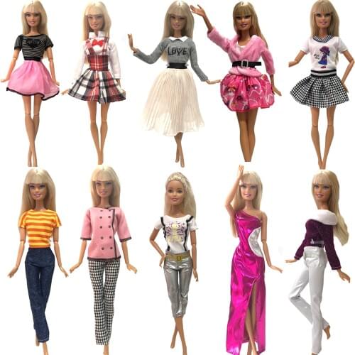 NK 1x Hot Sale Doll Dress Fashion Top+trousers lifestyle Suit Casual Clothes Trousers For Barbie Doll Accessories DIY Toys JJ