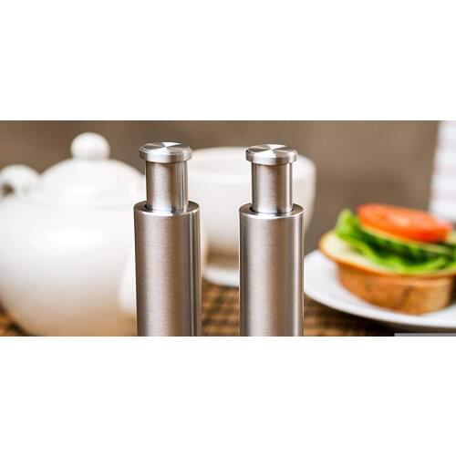 Manual Salt and Pepper Grinder Set Thumb Push Pepper Mill Stainless Steel Spice Sauce Grinders With Metal Holder Kitchen Tool