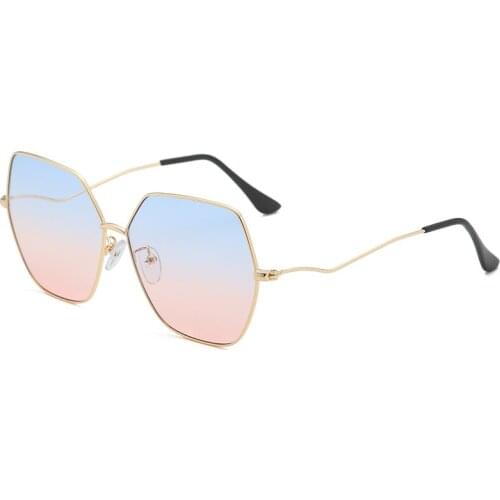 Polygon Curved Legs Oversize Glasses Shades Woman Big Sunglasses 2021 Oversized