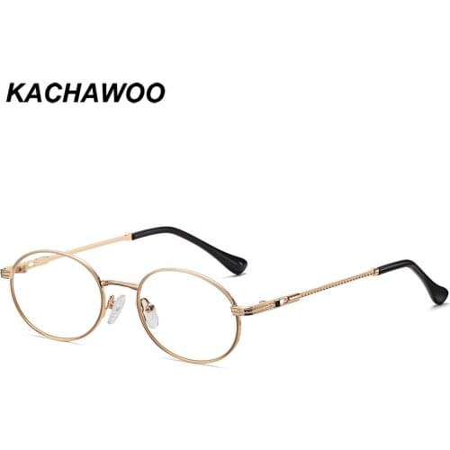 Kachawoo men retro eyeglasses metal frame oval glasses frame women trendy decoration gold silver round eyewear hot selling cheap
