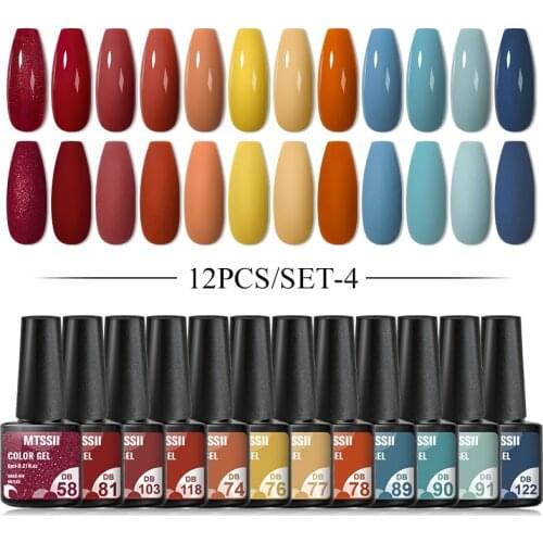 2/3/4/6/8/12PCS/SET Nail Gel Polish Set Kits Color Glitter Varnish Nail Gel For Manicure Set Soak off UV LED Nail Gel Nail Art