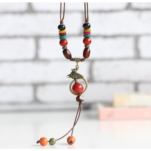 National wind hand-woven ceramic sweater chain fashion popular trinkets necklaces GZ516
