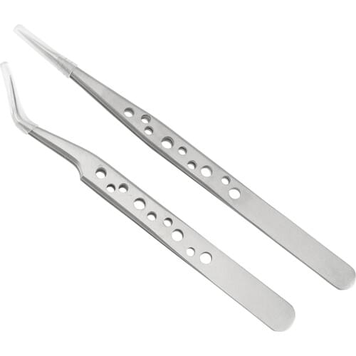 NICEYARD Stainless Steel Anti-static Curved Straight Tip Tweezers Precision Picking Plier for Nail Rhinestone Decorations