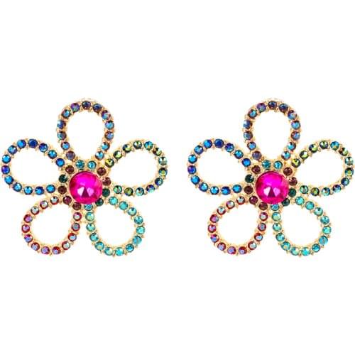 New Fashion Women Earrings Crystal Floral Shape Earring Classic Zircon Alloy Party Wedding Jewelry Accessories Wholesale
