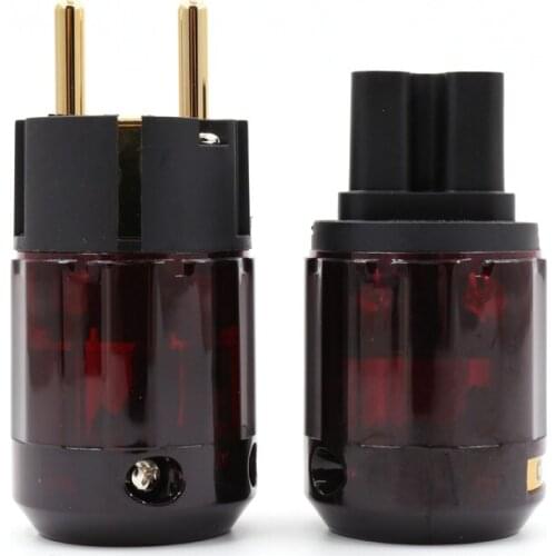 One Pair HiFI audio Gold Plated C-079 IEC P-079e Schuko Eu plug For Audio Connector
