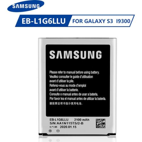 Original Samsung Battery EB-L1G6LLU EB-L1G6LLA for Samsung Galaxy S3 I9300 GT-I9301i I9308 L710 I535 Genuine Battery NFC 2100mAh