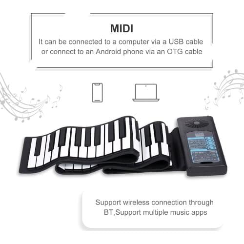 88 Keys Roll Up Piano Educational Toy Portable Piano Silicone Keyboard Recording Editing Playback Sustain Toy Gift for Kid Adult