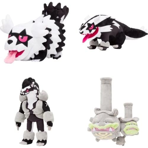 Pokemon Sword Shield Cartoons Anime Figures Plush Toys Obstagoon Zigzagoon Weezing Galar Team Yell Dolls Kids Gifts