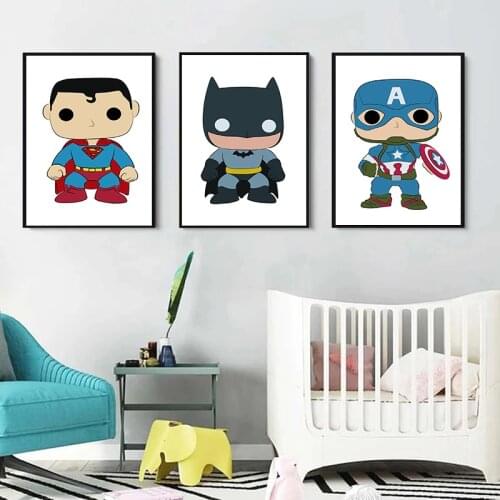 Cartoon Superhero Marvel Canvas Painting Posters Prints and Wall Art Picture Wall Poster for Nursery Living Room Decor