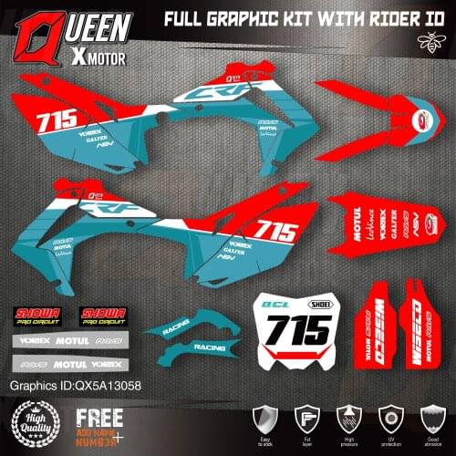 QUEEN X MOTOR Custom Team Graphics Backgrounds Decals Stickers Kit For HONDA 2014-2017 CRF250R 2013-2016 CRF450R 058