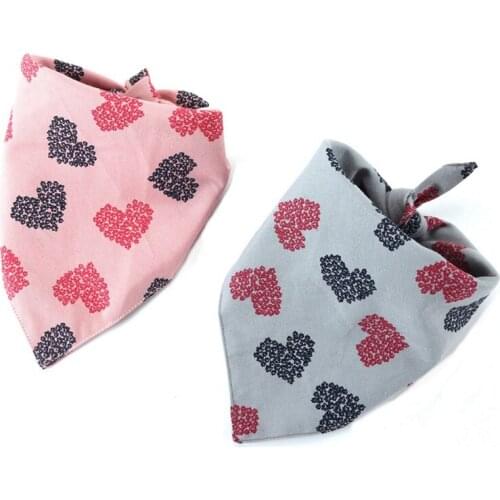 Pet Dog Cat Neck Scarf Love Hearts Printed Bandana Tie Necktie Collar Adjustable Neckerchief Dog Accessories Grooming Bibs