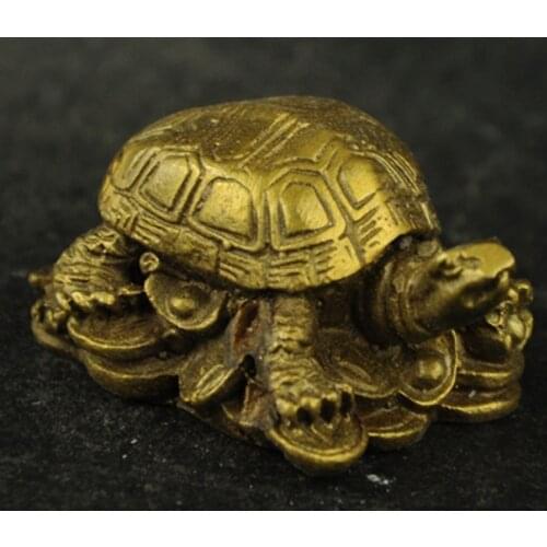Old China Handwork Brass Carving Tortoise Rare Statue