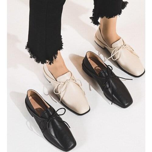 Elegant Women Casual Shoes Autumn Spring New Black Leather Ladies Shoes Comfortable Low Heel Pumps Women Office Shoes