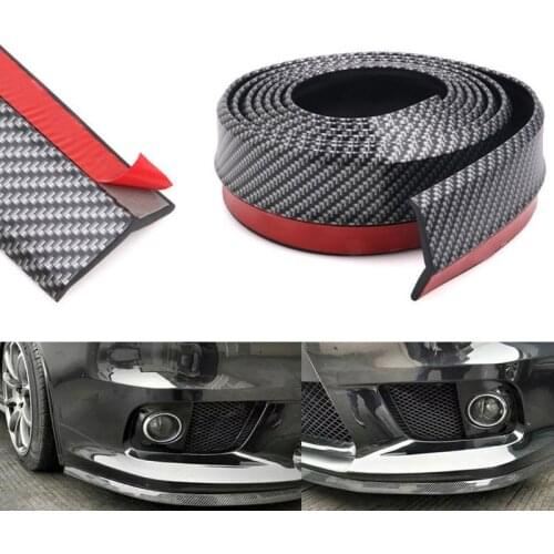 100" Universal Black Carbon Fiber Rubber Car Auto Styling Front Bumper Lip Splitter Spoiler Valance Chin Skirt Protector Sticker
