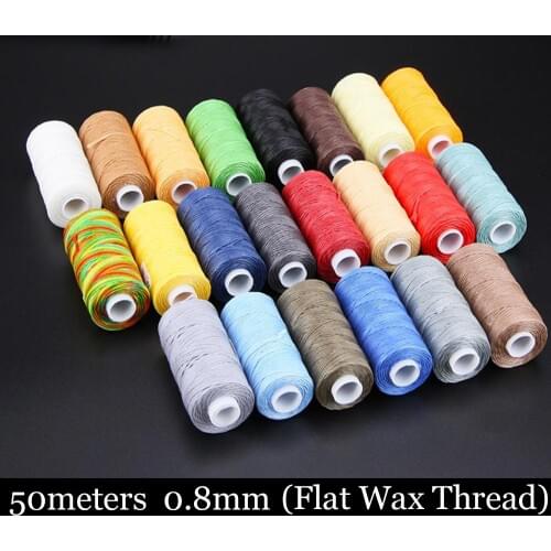 Junetree red color Leather Craft Duty Waxed Thread Sewing Waxed Thread 0.8mm Leather Hand Stitching 50 meter flat Sewing