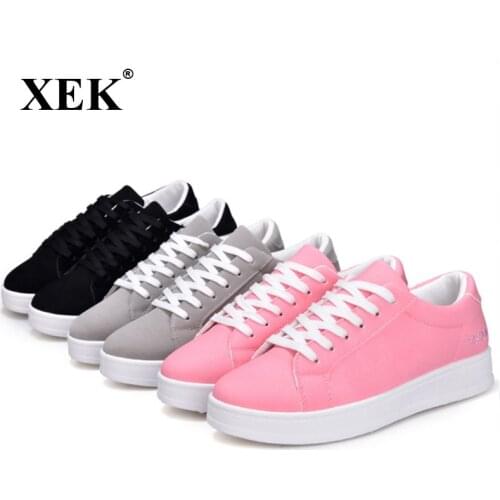 XEK 2018 New Popular Style Women Casual Shoes Lace Up Women Flats Shoes Comfortable Hombres Zapatos Slip On ZLL259