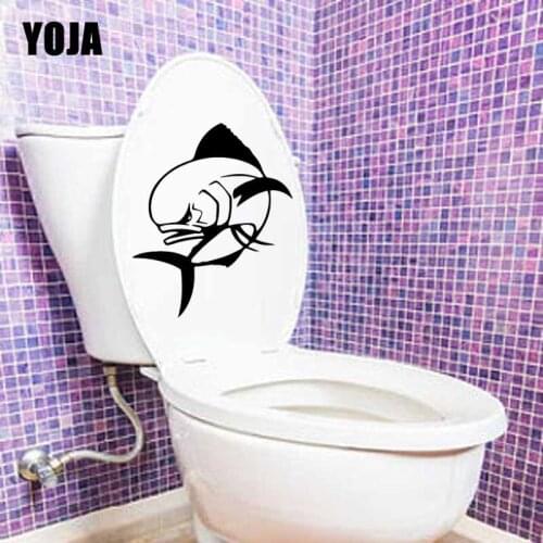 YOJA 19.1X23.3CM Intereting Dolphin Fish Wall Sticker Toilet Decal Bedroom Home Decor T5-0419