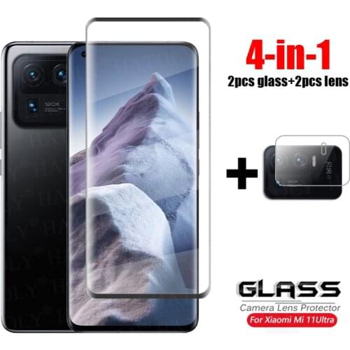4-in-1 For Glass Xiaomi Mi 11 Ultra 3D Full Curved Cover Tempered Glass Mi 11 Ultra HD Camera Lens Glass Film Screen Protector
