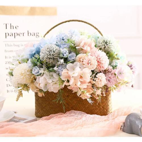 1 bunch artificial plastic flores fake rose silk Peony flowers bride bouquet Daisy for wedding room home decor Vase arrangement