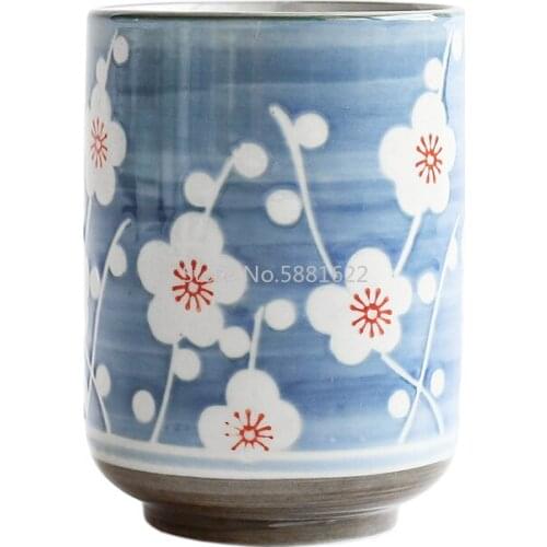 1 PC Japanese Style Hand-painted Blue and White Porcelain Cup No Handle Home Straight Cup Ceramic Water Wine Cup