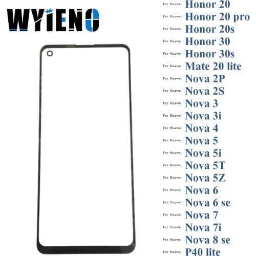 Black Digitizer Sensor Glass For Huawei Nova 2P 2S 3 3i 4 5 5i Pro 5T 6 7 7i 8 SE Magic 2 Touch LCD Screen Glass lens 10pcs/lot