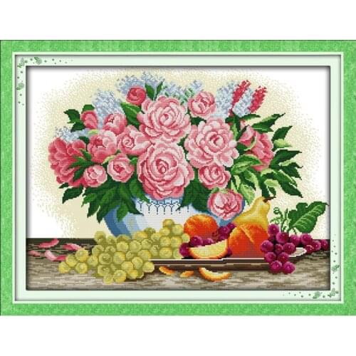 11/14/18/16/22/25/28ct Peony fruits counted printed on the canvas kit embroidery needlework Sets home decor