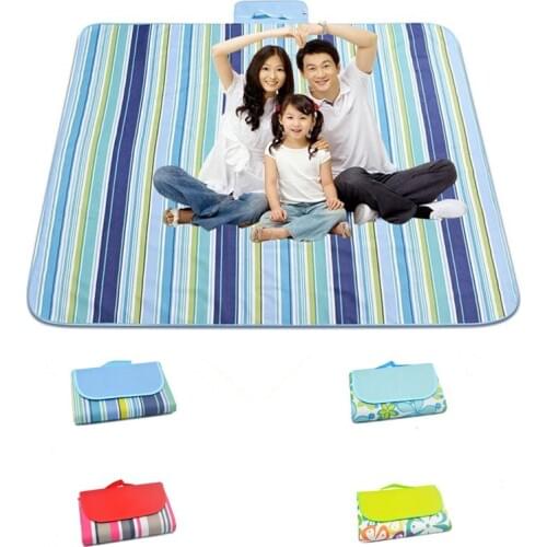 145x200cm Picnic Blanket Waterproof Sand Proof Beach Mat For Outdoor Camping Striped Foldable Picnic Mat For Travel Backpacking