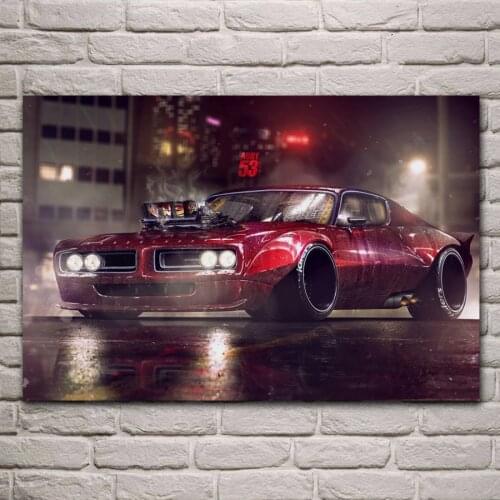 1971 classic muscle Car Charger Night Machine artwork living room decor home wall art decor wood frame fabric posters ME196