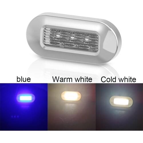 2PCS 12V LED Waterproof Yacht Saloon Car Door Light Stainless Steel Step Corridor Lamp White and Blue