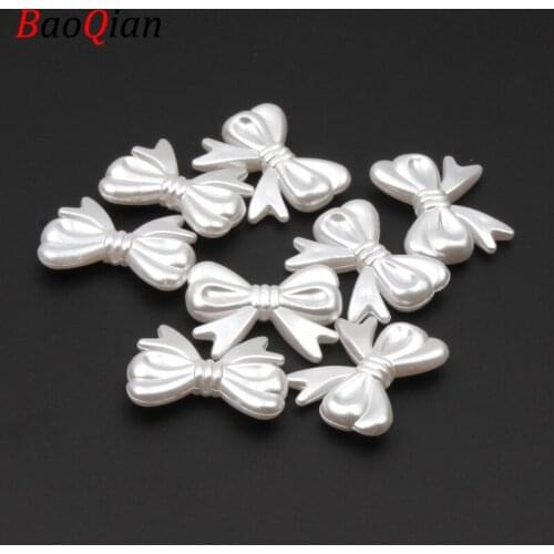20Pcs/lot 23x30mm White/Beige Bow-knot Acrylic Loose Beads For DIY Jewelry Making Handmade Bracelet Necklace
