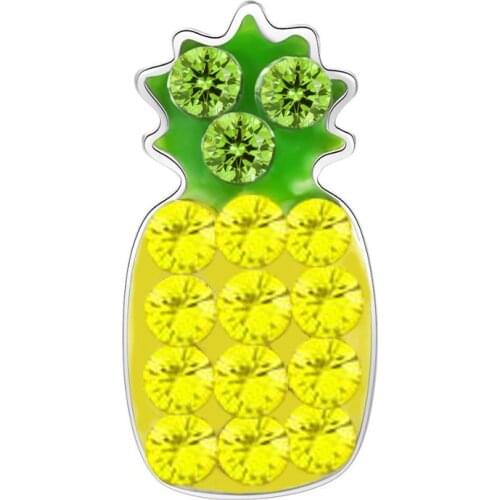 20pcs Silver plated pineapple 5x10mm crystal accent floating charms for living glass locket