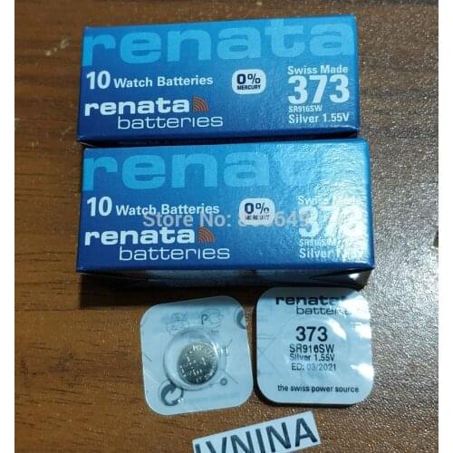 20Xrenata Silver Oxide Watch Battery 373 SR916SW 916 1.55V 100% original brand renata 373 renata916 battery