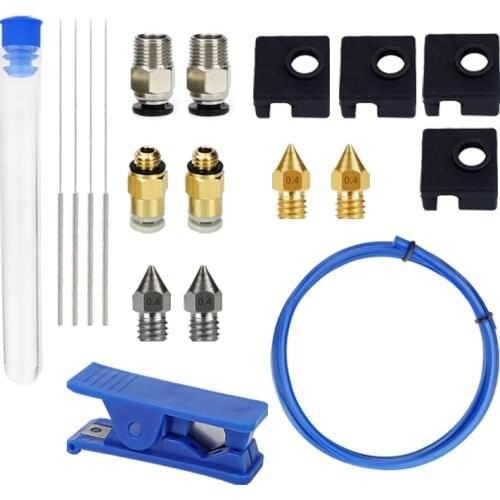 3D Printer Parts MK8 Nozzle with Silicone Cover Case Pneumatic Connector PTFE Tube Cutting Knife For Ender-3/Cr-10S