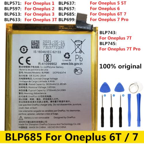 New Original Battery For OnePlus 3 3T A3010 A3003 6T 7 Pro 7 7T Pro BLP613 BLP633 BLP657 BLP685 BLP699 BLP743 BLP745 Batteries