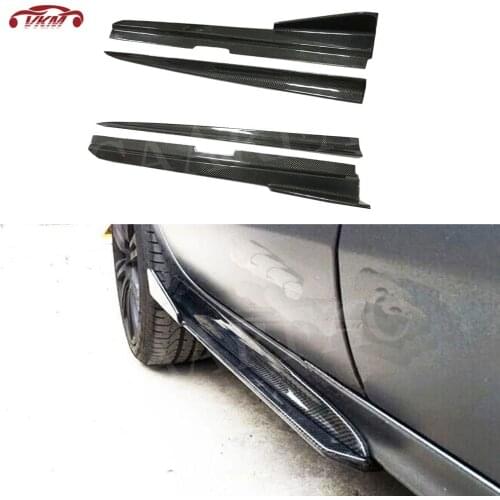 Carbon Fiber Side Skirts Double Short Aprons For Audi A7 S7 RS7 2012-2014 4PCS/Set Car styling
