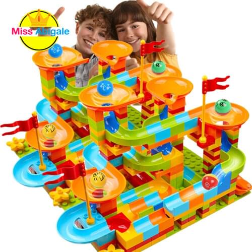 Big Size Marble Race Run Blocks Maze Ball Track Building Blocks Plastic Funnel Slide Assemble DIY Bricks Kids Gift