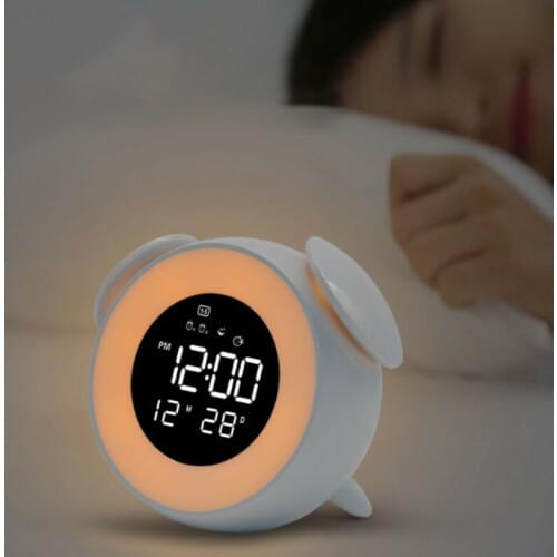 1PC Digital LED Electronic Alarm Clock Mini Desktop Clock Mirror Surface LED Clock Night Lightwith USB Charging