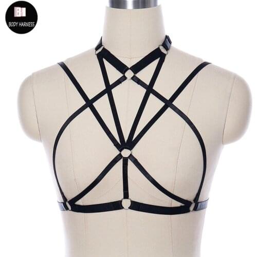 Women Goth Body Harness Belt Black Top Cage Bra Sexy Lingerie Rave Bondage Harness Harajuku Bustier Pole Dance Body Cage
