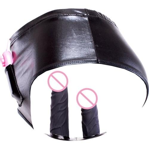 Unisex Erotic Faux Leather Panties With Realistic Dildo&Vaginal Anal Penis Plug For Women Masturbation,Sexy Intimacy Costumes
