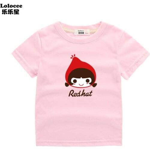 New Summer Fashion Baby Girl Little Red T-shirt Cotton Cartoon Little red riding hood Baby Tops Short sleeve Childrens T Shirt